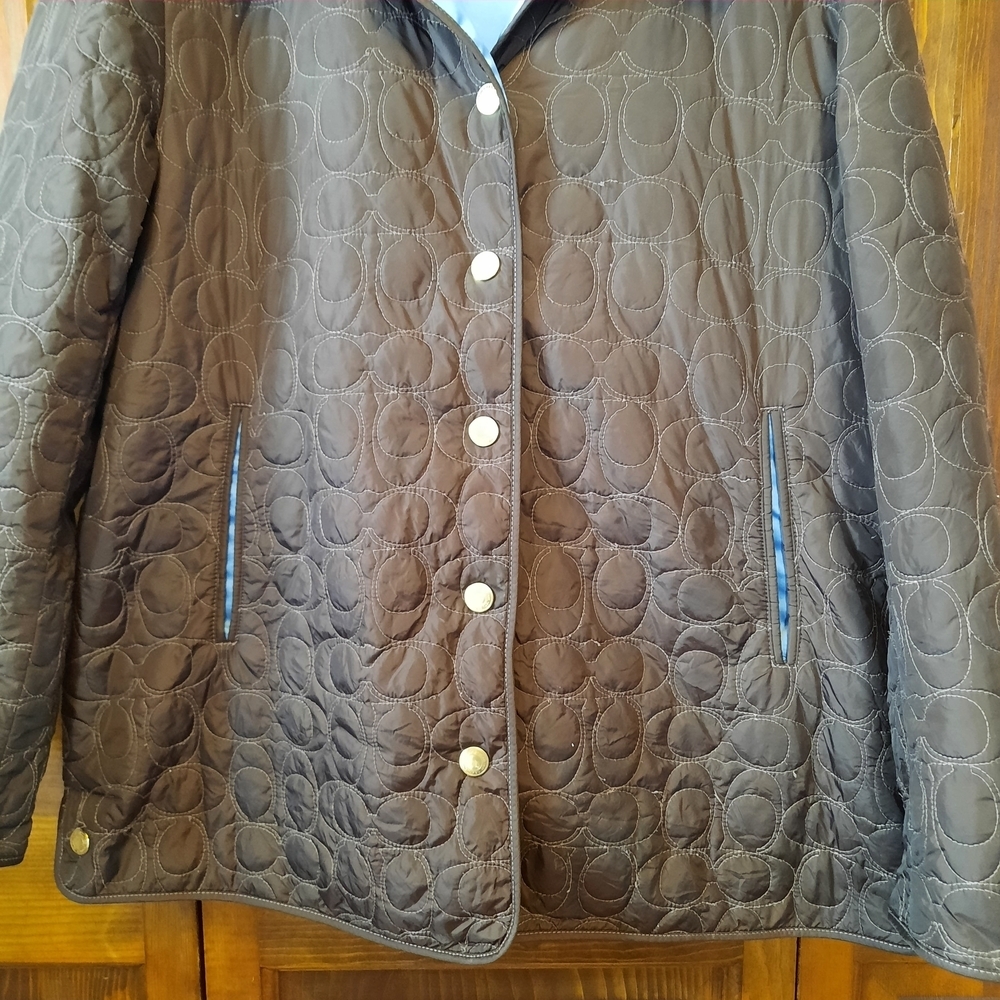 Coach Quilted Signature C Barn Jacket Chocolate Brown Embroidered Logo Size XL - Picture 3 of 16